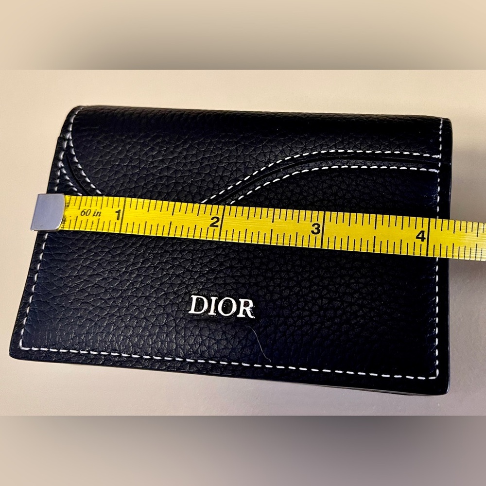Dior NWOT Leather Wallet with Box&Dust bagPebbled black leather/white stitching - Picture 13 of 15